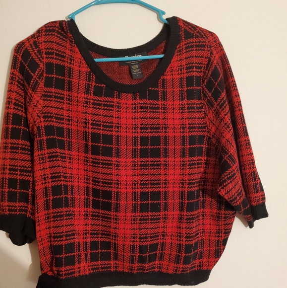 FOX EMPIRE COLLECTION PLAID CROP SWEATER - Picture 1 of 4
